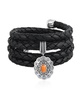 Sterling Silver Orange Spiny Oyster Concha Braided Leather Wrap Bracelet, One Size Fits Most