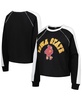 Women's Black Iowa State Cyclones Blindside Raglan Cropped Pullover Sweatshirt