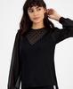 Women's Crewneck Long-Mesh-Sleeve Top, Created for Macy's 