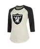 Women's Threads Davante Adams Cream, Black Las Vegas Raiders Player Name & Number Raglan 3/4-Sleeve T-shirt