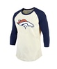 Men's Threads Russell Wilson Cream, Navy Denver Broncos Name & Number Raglan 3/4 Sleeve T-shirt