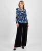 Women's Floral-Print Tie-Neck Blouse, Exclusively at Macy's