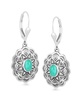 Sterling Silver and Green Turquoise Gemstone Concha Lever Back Earrings