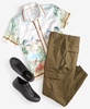 Men's Short Sleeve Button Front Jungle Scenery Shirt