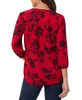 Petite Floral Print Blouson-Sleeve V-Neck Blouse