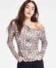 Women's Printed Asymmetric Long-Sleeve Top, Exclusively at Macy's