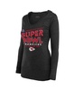 Women's Black Kansas City Chiefs Super Bowl LVIII Champions Loudmouth Tri-Blend V-Neck Long Sleeve Hoodie T-shirt