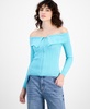 Women's Off-The-Shoulder Zippered Long-Sleeve Top, Exclusively at Macy's