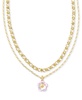 14k Gold-Plated Color Flower Layered Pendant Necklace, 16" + 3" extender