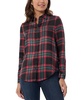 Women's Plaid-Print Button-Front Shirt