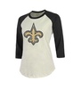 Women's Threads Tyrann Mathieu Cream, Black New Orleans Saints Name & Number Raglan 3/4 Sleeve T-shirt