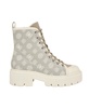 Women's Shutter Lace-Up Logo Pattern Combat Boots