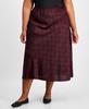 Trendy Plus Bow Print Satin Maxi Skirt, Created for Macy's