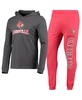 Men's Heathered Red and Heathered Charcoal Louisville Cardinals Meter Long Sleeve Hoodie T-shirt and Jogger Pants Set