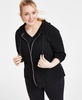 Ruched-Sleeve Zip Hoodie, XS-3X