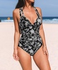 Women's Tummy Control Double Straps Crisscross Back Tie One Piece Swimsuit