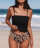 Women's Rib Ruched Drawstring High Waist Tankini Set