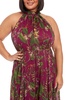 Plus Size Halter-Neck Printed Jumpsuit