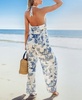 Women's Toile Print Halter Neck Straight Leg Jumpsuit