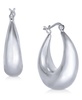 Medium Graduated Puff Hoop in Silver Plate or Gold Plate Earrings 