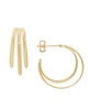 Gold Plated Multi Row C Hoop Post Earrings