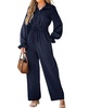 Women's Elegant Flowy Cuff V Neck Jumpsuit