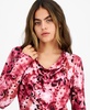 Petite Printed Knit Cowlneck Long-Sleeve Top, Created for Macy's