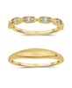 Cubic Zirconia 18K Gold Plated Duo Stack Ring Set, 2 Pieces