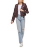 Women's Faux-Leather Belted Hem Moto Jacket