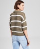 Women's Striped Open-Stitch Polo Sweater, Exclusively at Macy's