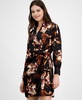 Women's Printed Satin Faux-Wrap Dress, Created for Macy's 