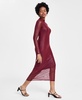 Women's Foil Mesh Mock Neck Bodycon Midi Dress, Created for Macy's