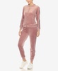 Women's Faux Leather Stripe Velour 2 Piece Tracksuit Set