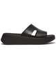 Women's F-Mode Raw Edge Leather Flatform H-Bar Slide