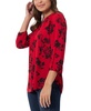 Petite Floral Print Blouson-Sleeve V-Neck Blouse