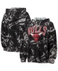 Women's Threads Black Chicago Bulls Burble Tie-Dye Tri-Blend Pullover Hoodie