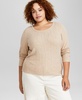 Trendy Plus Size Scoop-Neck Rib-Knit Top, Created for Macy's