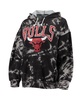 Women's Threads Black Chicago Bulls Burble Tie-Dye Tri-Blend Pullover Hoodie