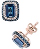 EFFY® London Blue Topaz (2-7/8 ct. t.w.) & Diamond (1/2 ct. t.w.) Stud Earrings in 14k Rose Gold