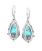 Sterling Silver Blue Turquoise Gemstone Pear-Shaped Dangle Earrings