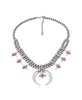 Sterling Silver and Rhodonite Gemstone Squash Blossom Necklace, 17 - 20 Inches