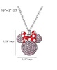 Minnie Mouse Fashion Red Polka Dot Bow Crystals Pave Necklace