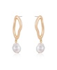 Open Circle 18K Gold-Plated and Cultured Freshwater Pearl Dangle Earrings