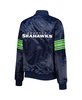 Women's College Navy Seattle Seahawks Line Up Satin Full-Snap Varsity Jacket