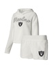 Women's White Las Vegas Raiders Fluffy Pullover Sweatshirt Shorts Sleep Set