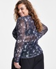 Trendy Plus Size Printed Mesh Crewneck Top, Created for Macy's