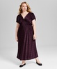 Trendy Plus Size Lace-Trim Satin Bow Print Dress, Created for Macy's