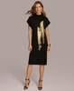 Women's Short Sleeve Metallic Print Sweater Dress