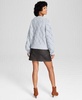 Women's Wavy-Knit Raglan-Sleeve Cardigan & Distressed Faux-Leather Mini Skirt, Created for Macy's