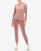 Women's Faux Leather Stripe Velour 2 Piece Tracksuit Set